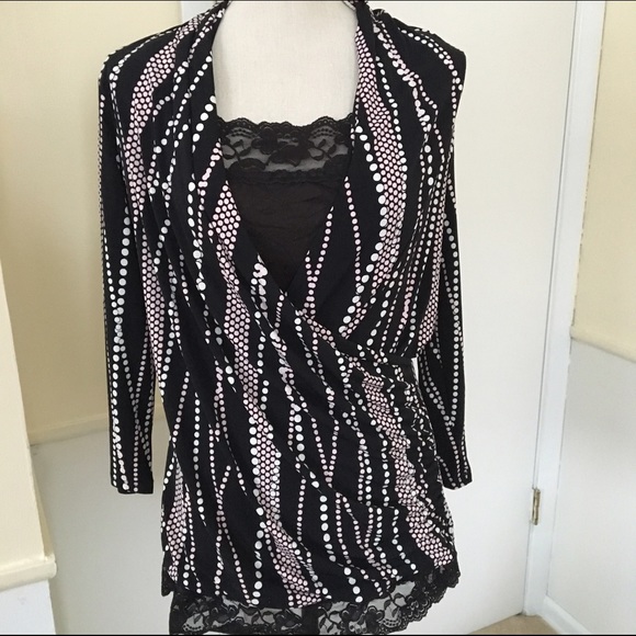 NY&Co. Black and Polkadot top