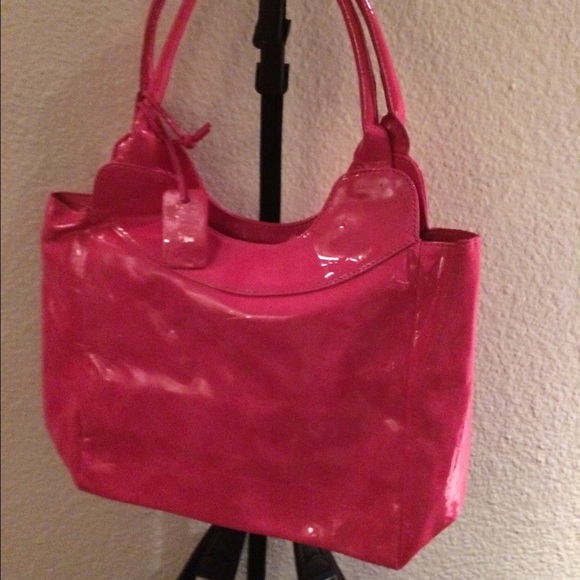 Victoria secret patterned leather pink tote