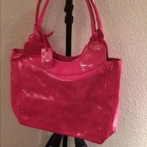 Victoria secret patterned leather pink tote
