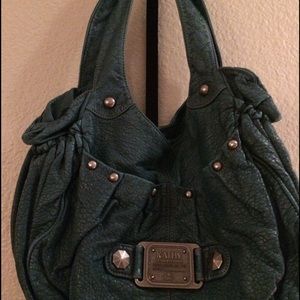 Kathy Ban Zeeland green leather purse