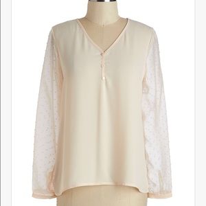 ModCloth Blouse with Swiss-dot Sleeves