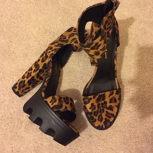 Wild Diva Leopard Print Platform Sandals