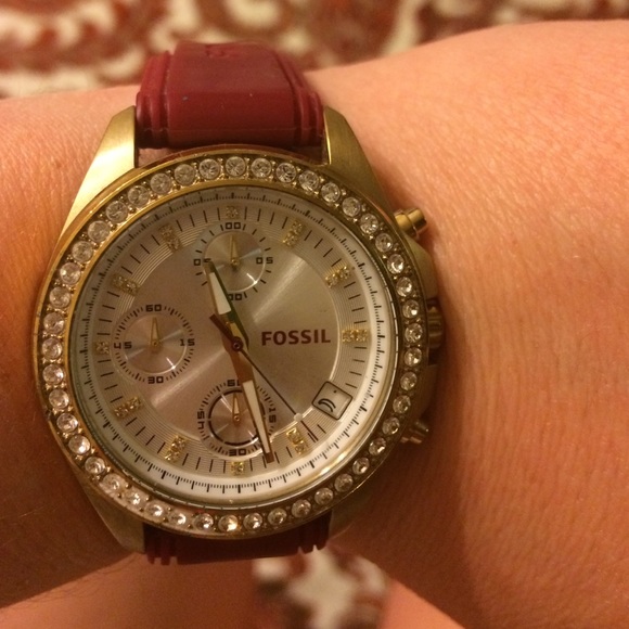 Fossil watch with rhinestones