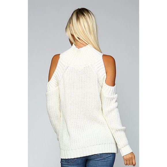 Arrives Soon- Turtle Neck Cold Shoulder Sweater