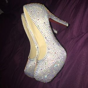 Iridescent Rhinestone Pump Heels