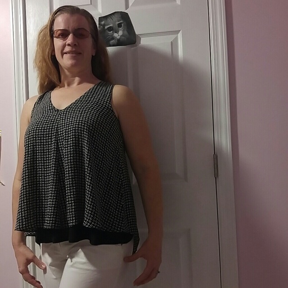 Ann Taylor LOFT Mixed media top shell open back