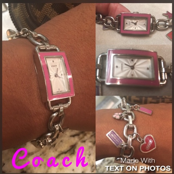 Coach Accessories Pink Coach Charm Bracelet Watch With Hook Closure Poshmark