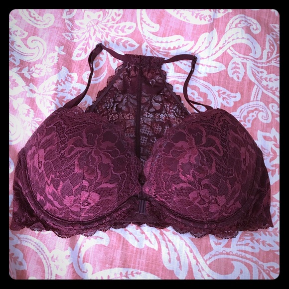 Victoria Secret PINK open front bra burgundy USED