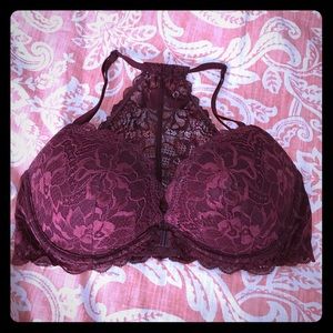 Victoria Secret PINK open front bra burgundy USED