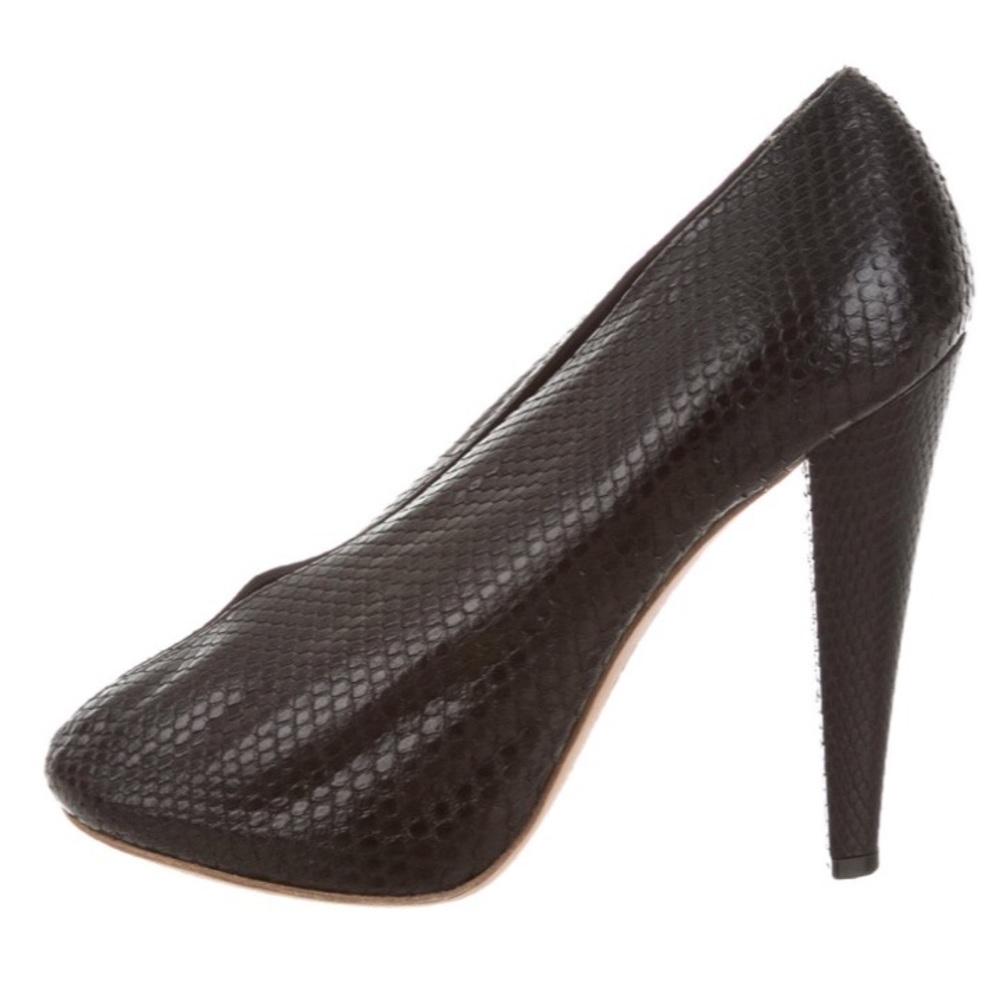 CÉLINE SNAKESKIN PEEP-TOE BOOTIES