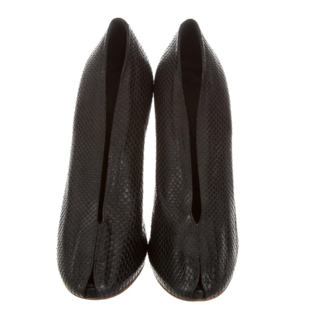 CÉLINE SNAKESKIN PEEP-TOE BOOTIES - Picture 3 of 6