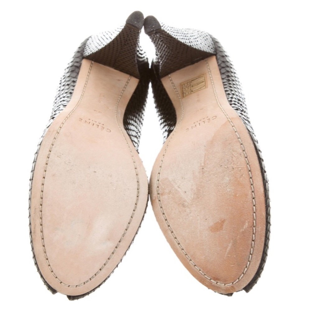CÉLINE SNAKESKIN PEEP-TOE BOOTIES - Picture 5 of 6