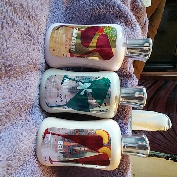 Lotion vanilla tini, jingle Bellini and strawberry