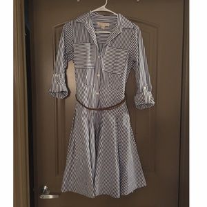 Michael Kors Striped Cotton-Poplin Shirtdress