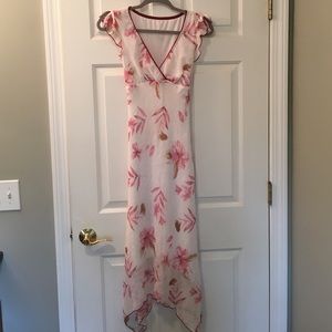Pink and white floral long dress