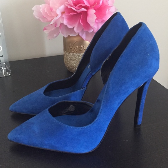 Nine West Shoes - NINE WEST InStyle royal blue suede cut away pumps