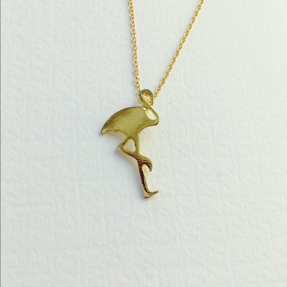 Flamingo Earring Dainty Gold tone - Picture 4 of 4