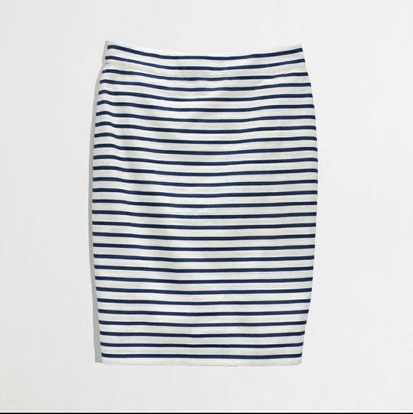 J. Crew Factory Pencil Skirt. Blue/White Stripe.