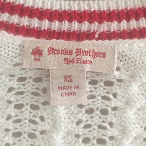 Brooks Brothers white sweater with red trim - Picture 1 of 2