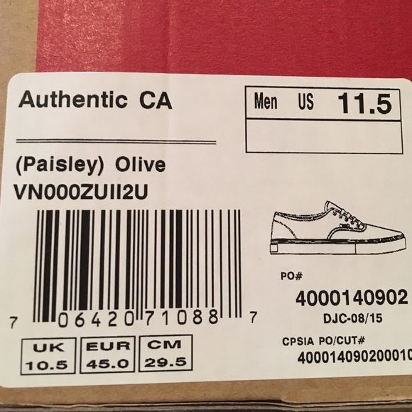 Vans Men Authentic California Paisley Sneakers - Picture 3 of 3