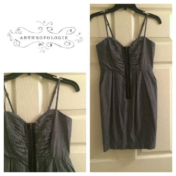 Anthropologie Gray Zipper Dress