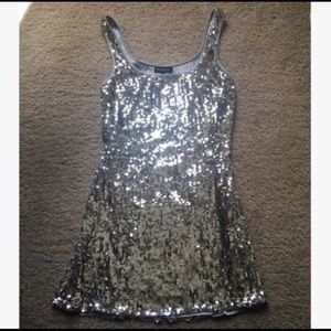 Bebe Silver Sequin Dress XS