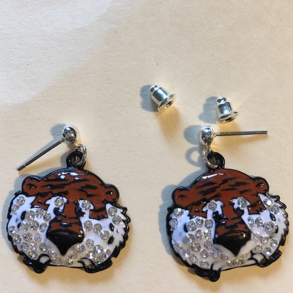 LSU /AUBIRN Tigers. Pierced Earrings.  1" x 1".