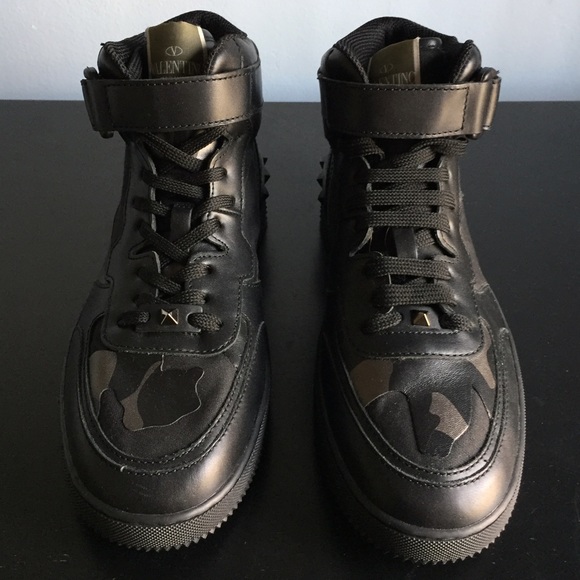 Valentino Men's Leather Metallic Rockstud hightops