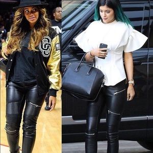 Zara woman black medium photo leather Moto pants