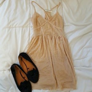 *BLACK FRI SALE* Nude Gold Polka Dot Dress