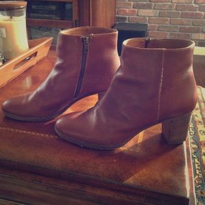 J Crew Cognac leather booties Size 8