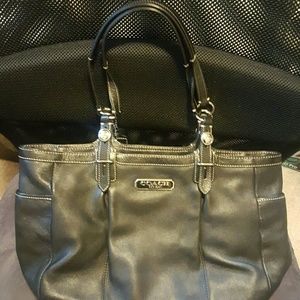 Black leather Coach shoulder bag