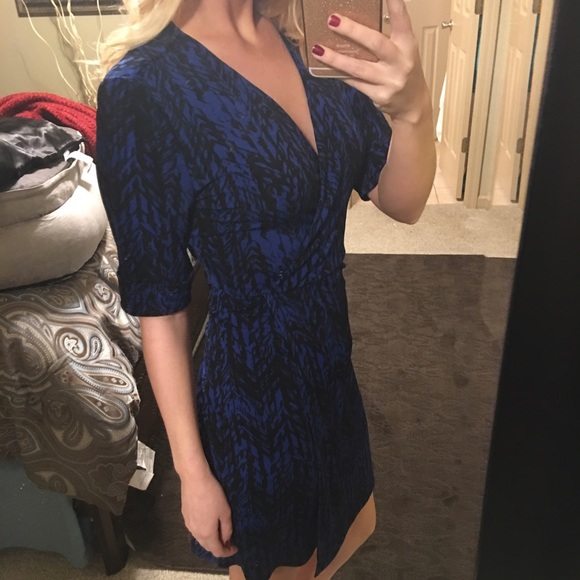 Blue faux wrap dress