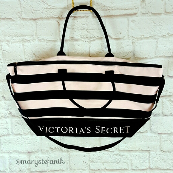 Victoria's Secret Handbags - Victoria's Secret Striped Large Tote Bag Weekender