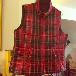 Chaps - Ralph Lauren red tartan puffer vest.