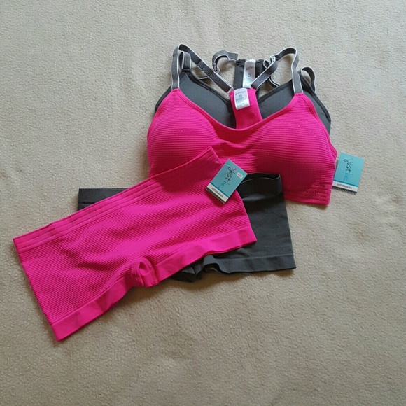 Sports bra and boy short panties.