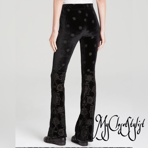 Free People Black Bells VELVET Pants NWT xs-s saks - Picture 5 of 7