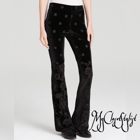 Free People Black Bells VELVET Pants NWT xs-s saks - Picture 2 of 7
