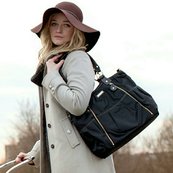 **NEW** Storksak Olivia Diaper Bag Black & Gold **