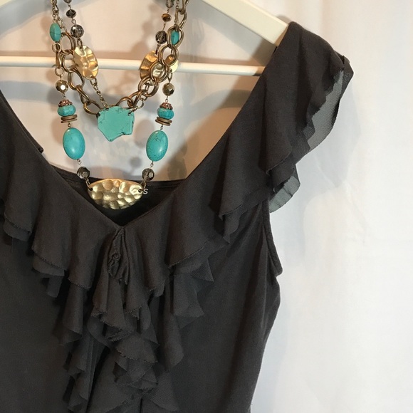 Express Tops - Express Charcoal Gray Sleeveless Ruffle Blouse S Express Tops - Express Charcoal Gray Sleeveless Ruffle Blouse S