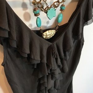 Express Tops - Express Charcoal Gray Sleeveless Ruffle Blouse S Express Tops - Express Charcoal Gray Sleeveless Ruffle Blouse S