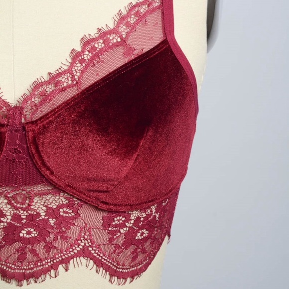 Boho Velvet And Lace Half Cami - Picture 2 of 3