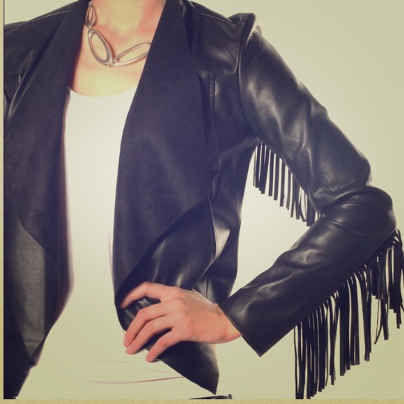 Vegan Leather Fringe Jacket size M