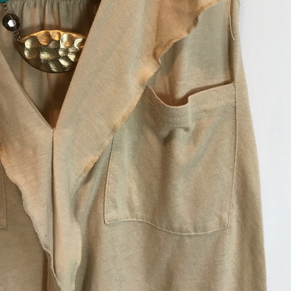 Decree Tops - Decree Shimmery Gold Beige Ruffle Blouse Small Decree Tops - Decree Shimmery Gold Beige Ruffle Blouse Small