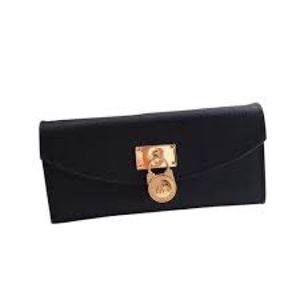 Black saffiano leather flap MK wallet