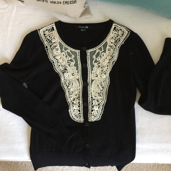 black embroidered cardigan