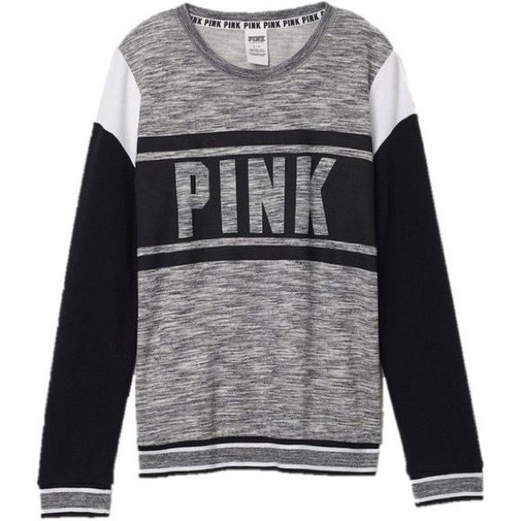 PINK Victoria's Secret Sweaters - PINK VS collegiate marled crew neck sweatshirt M