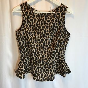Ali & Kris Tops - Ali & Kris Black and Tan leopard print peplum top Ali & Kris Tops - Ali & Kris Black and Tan leopard print peplum top