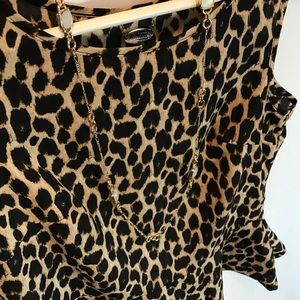 Ali & Kris Tops - Ali & Kris Black and Tan leopard print peplum top Ali & Kris Tops - Ali & Kris Black and Tan leopard print peplum top