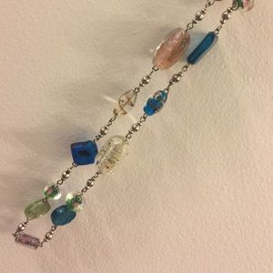 Glass bead long necklace